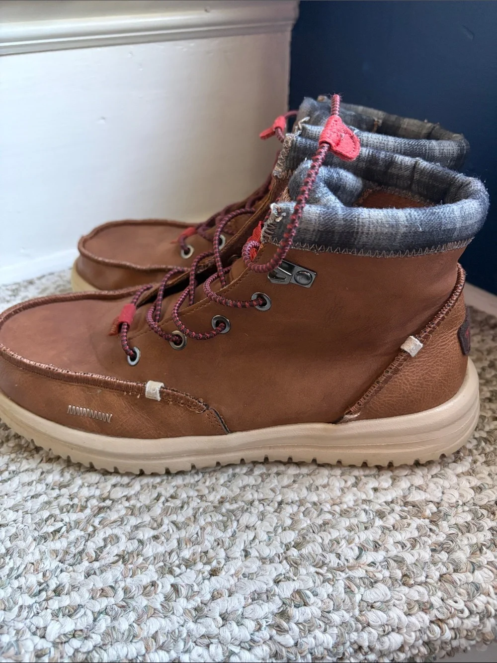 Hey Dude Brown Kids Lace-Up Boot with Red Accents